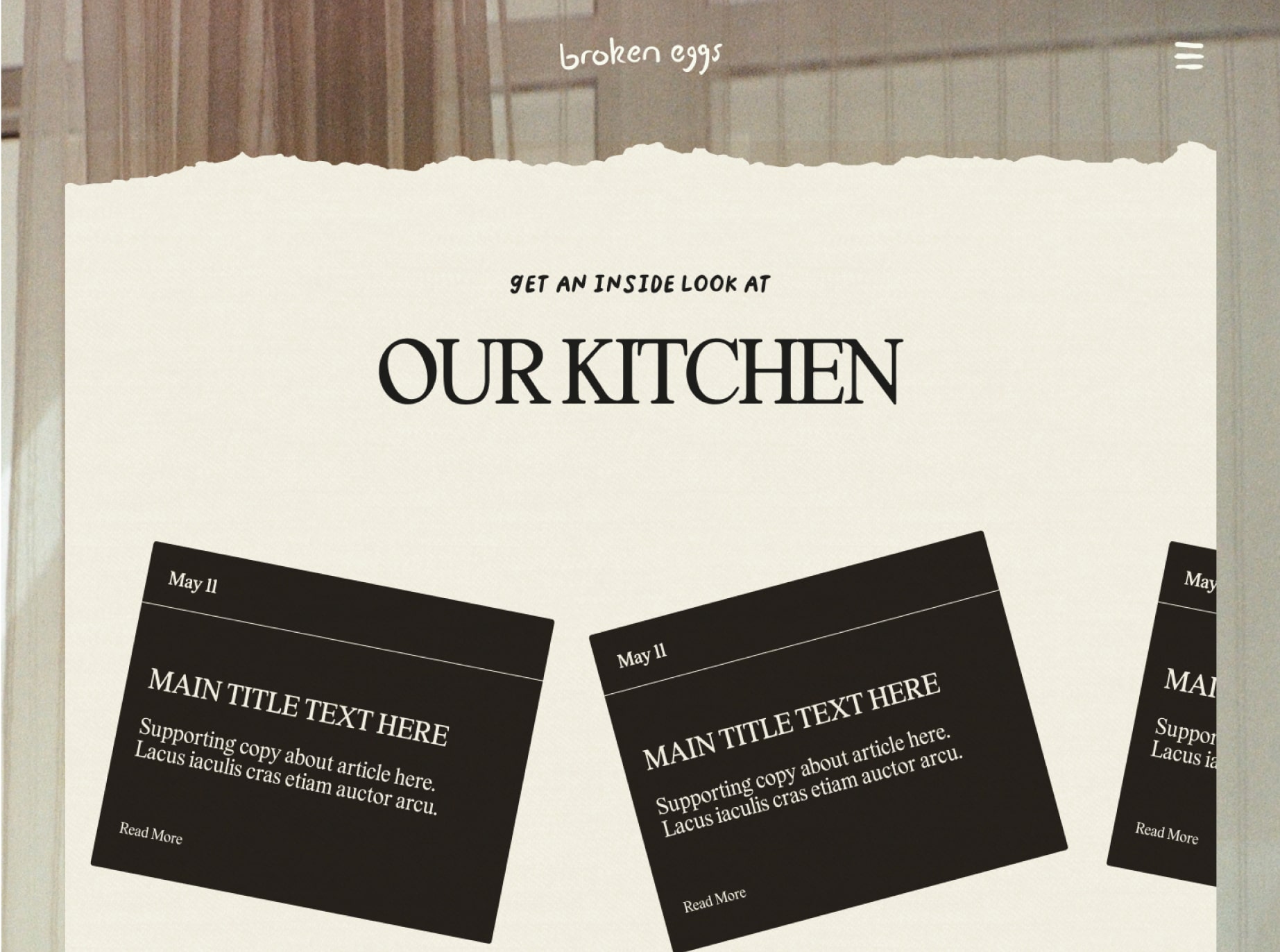 broken eggs website design