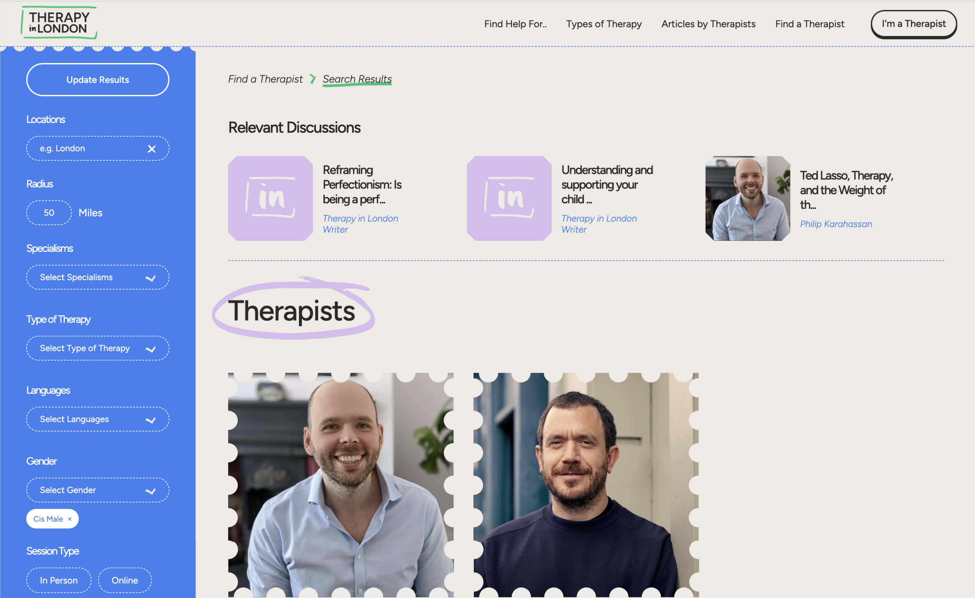 therapy in london website